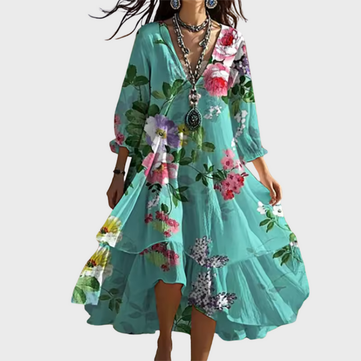 Shanae Elegant Floral Midi Dress | Alaric & Cyniora London