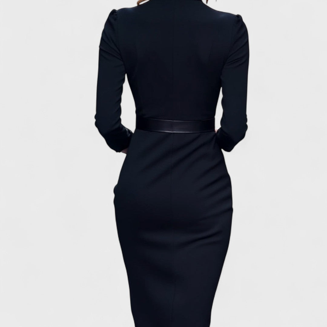 Hermione – Refined Black Mini Dress with Belt