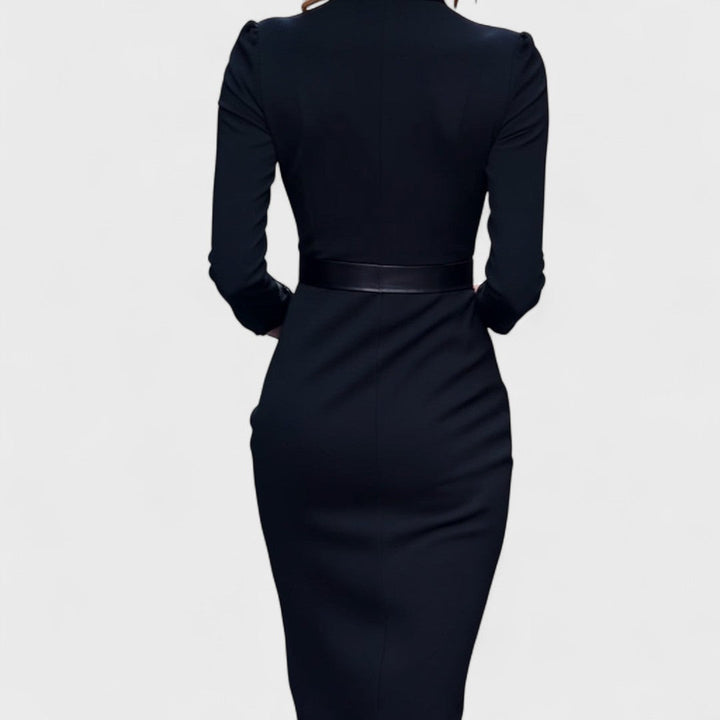 Hermione – Refined Black Mini Dress with Belt