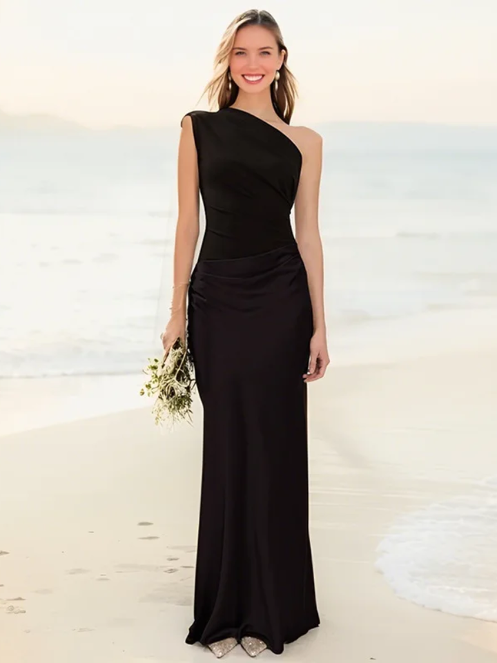 Aleida | One-Shoulder Satin Maxi Dress