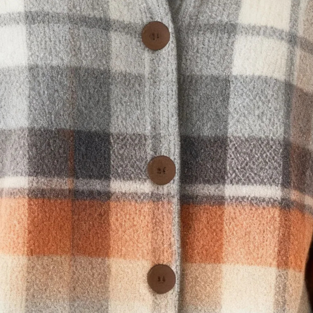 Elena - Checked Knitted Blouse in Soft Tones