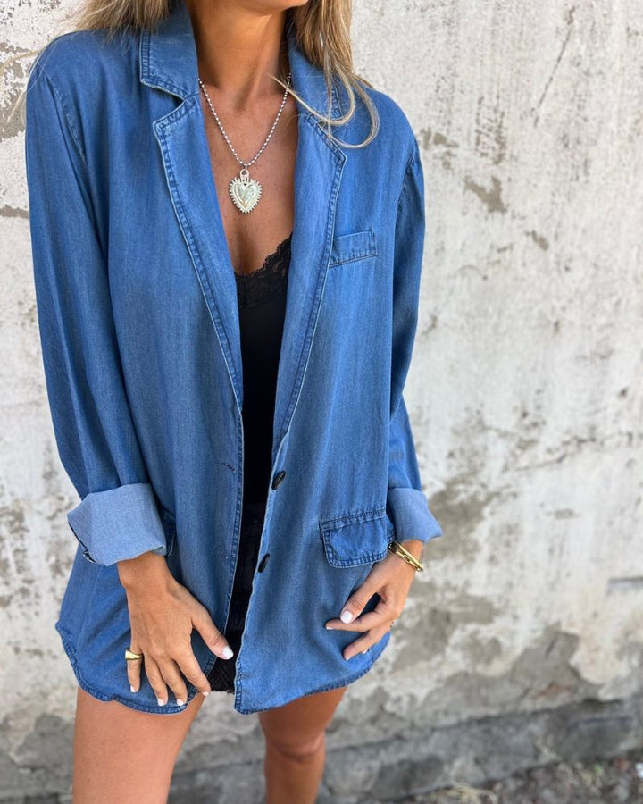 Flurina Casual Denim Blazer | Alaric & Cyniora London
