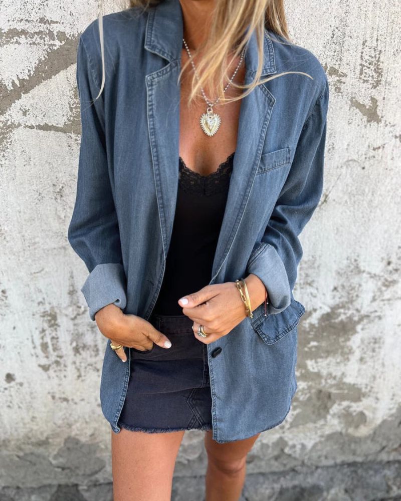 Flurina Casual Denim Blazer | Alaric & Cyniora London