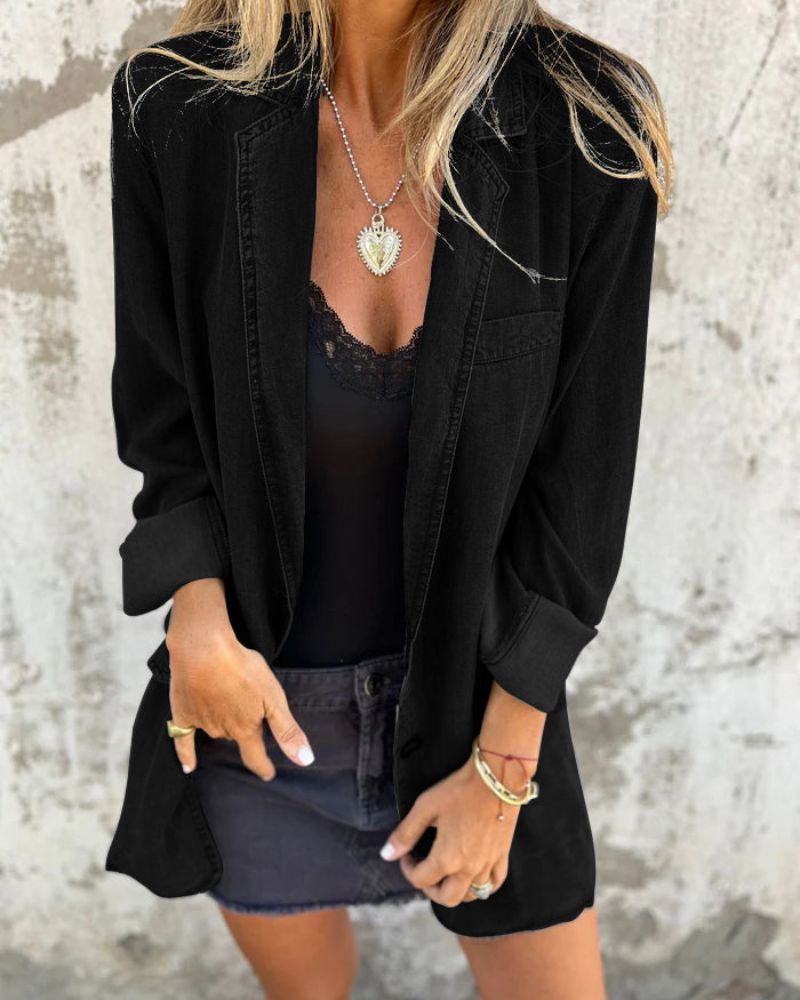Flurina Casual Denim Blazer | Alaric & Cyniora London