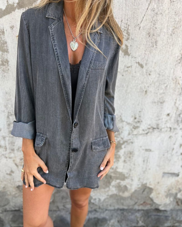 Flurina Casual Denim Blazer | Alaric & Cyniora London