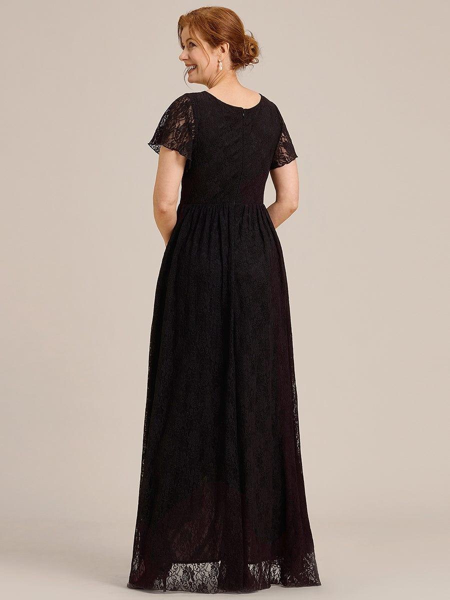 ever ELISE|V-Neck Short Sleeve Pleated Ruffled Lace Mother of the Bride Dress