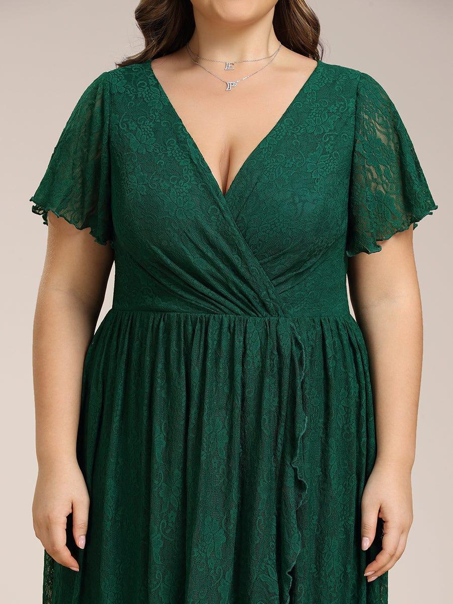 ever ELISE|V-Neck Short Sleeve Pleated Ruffled Lace Mother of the Bride Dress
