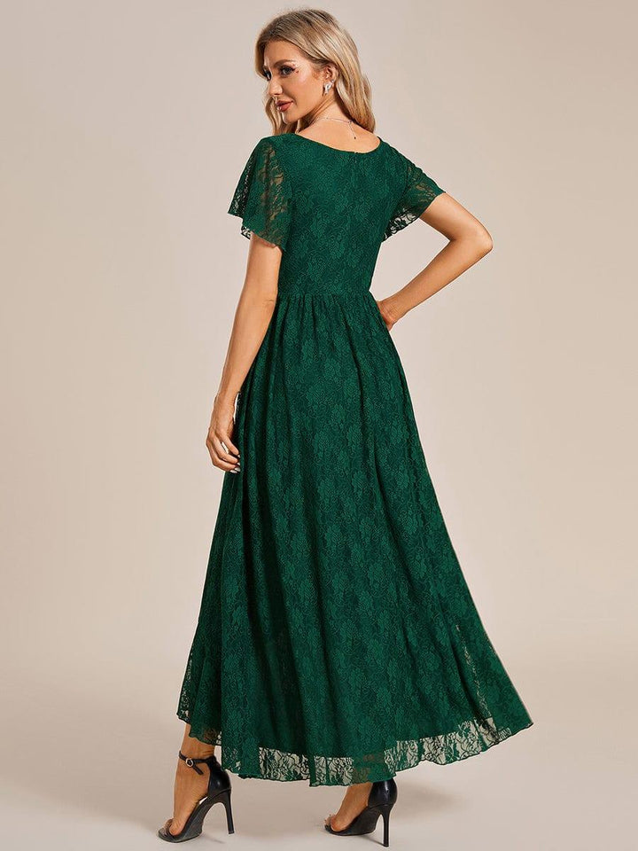 ever ELISE|V-Neck Short Sleeve Pleated Ruffled Lace Mother of the Bride Dress