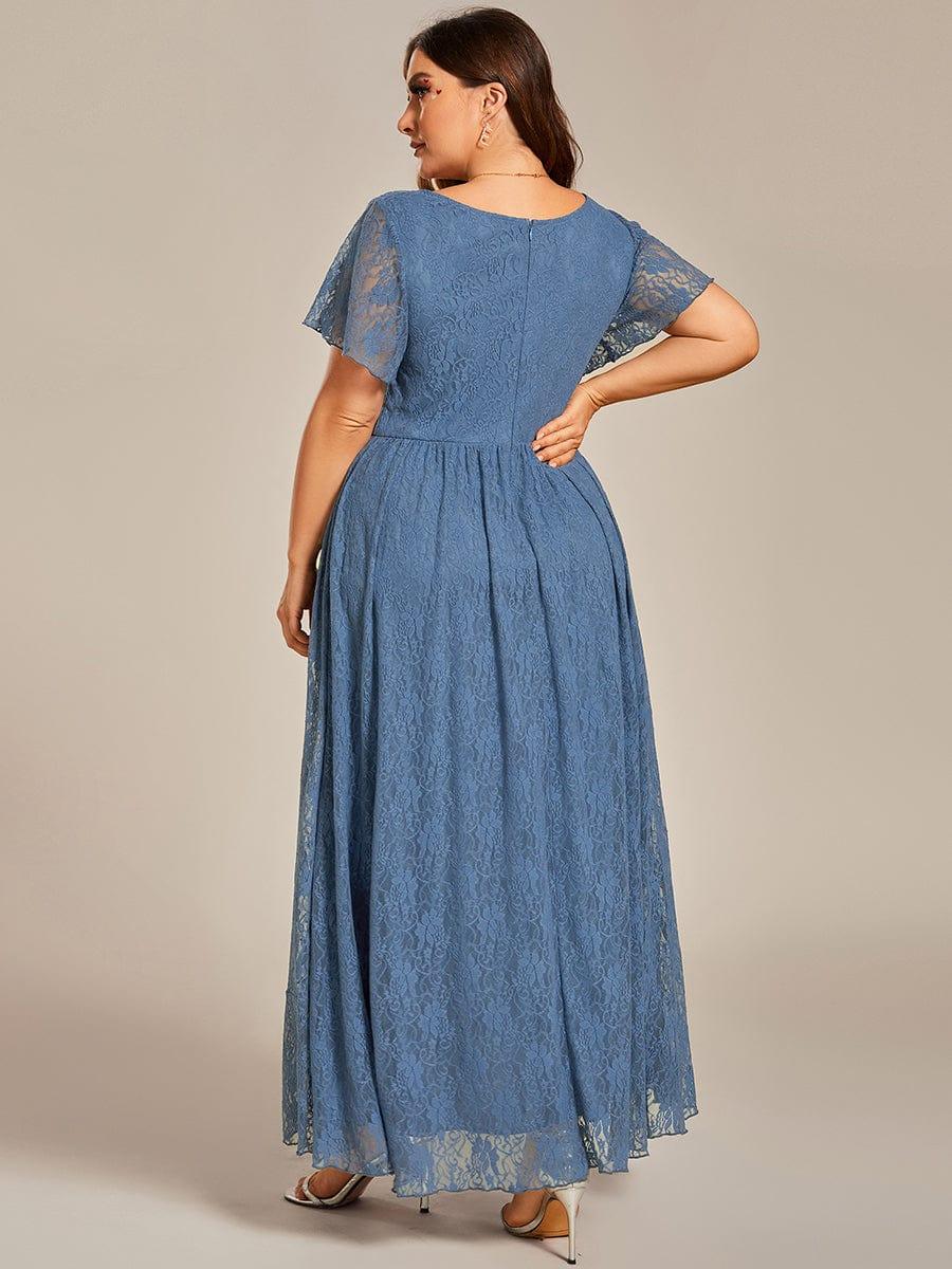ever ELISE|V-Neck Short Sleeve Pleated Ruffled Lace Mother of the Bride Dress