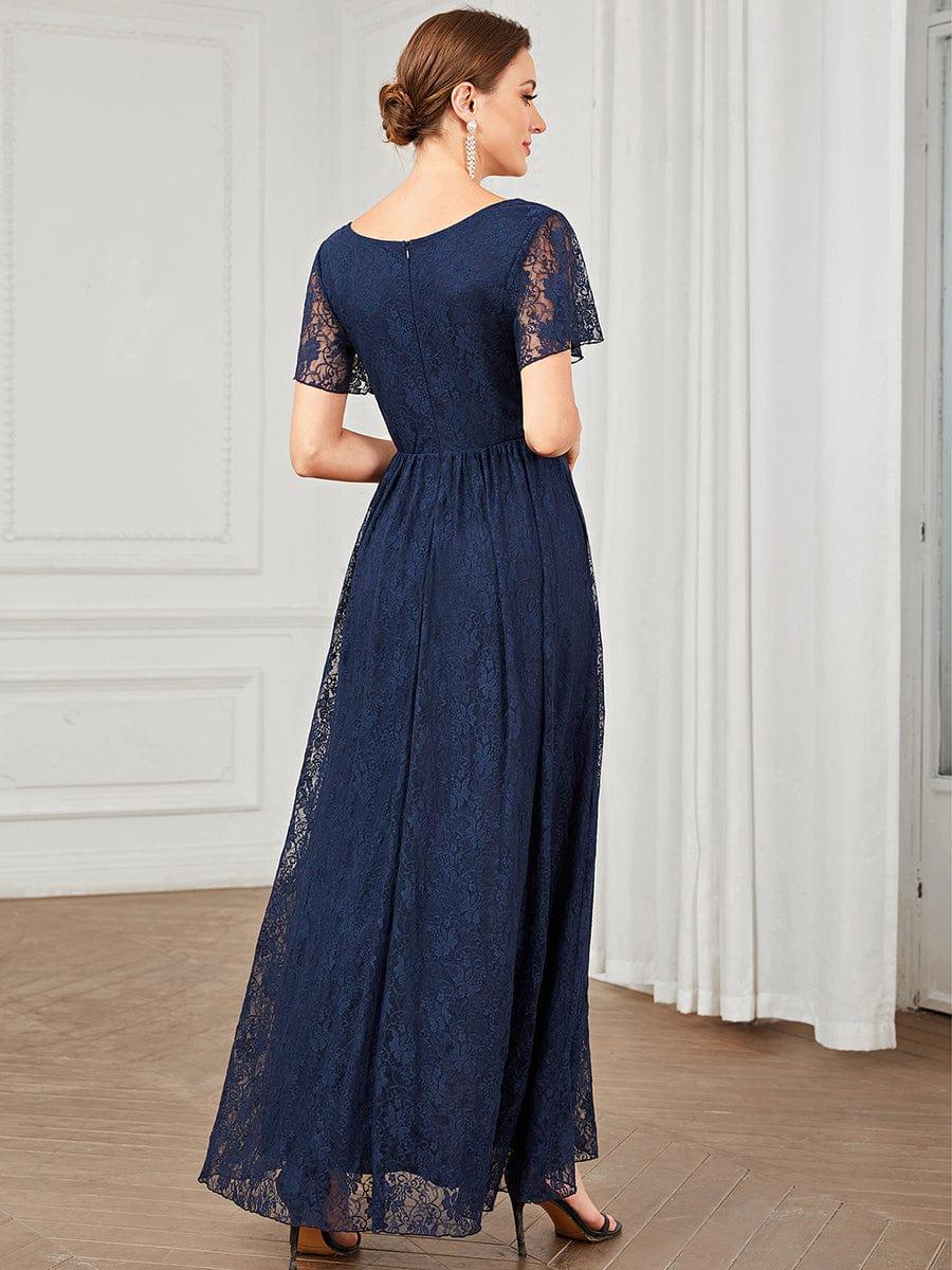 ever ELISE|V-Neck Short Sleeve Pleated Ruffled Lace Mother of the Bride Dress