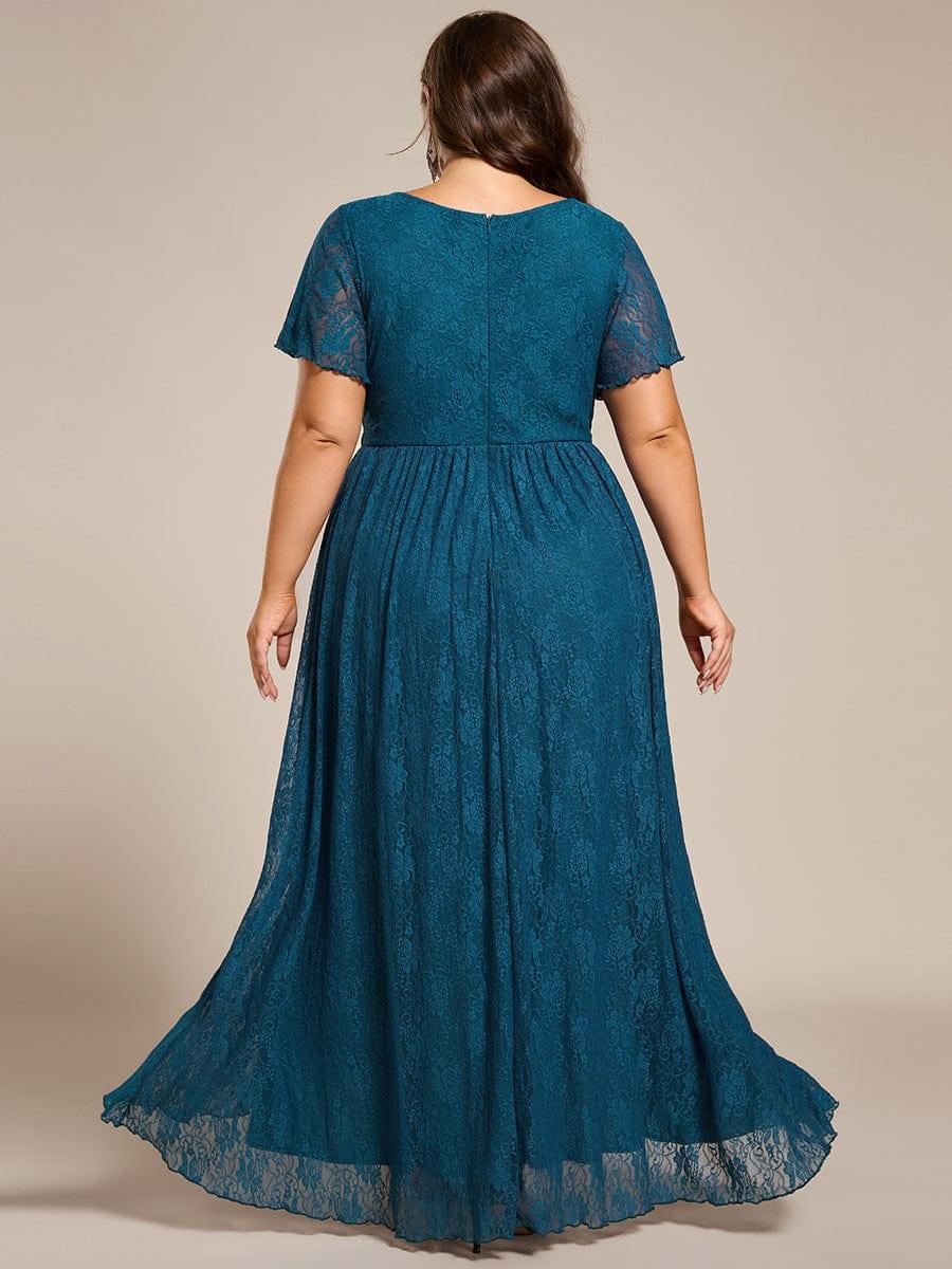 ever ELISE|V-Neck Short Sleeve Pleated Ruffled Lace Mother of the Bride Dress