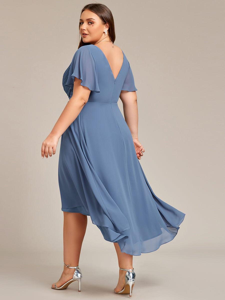ever FAYE|Chic V Neck High-Low Wedding Guest Dress
