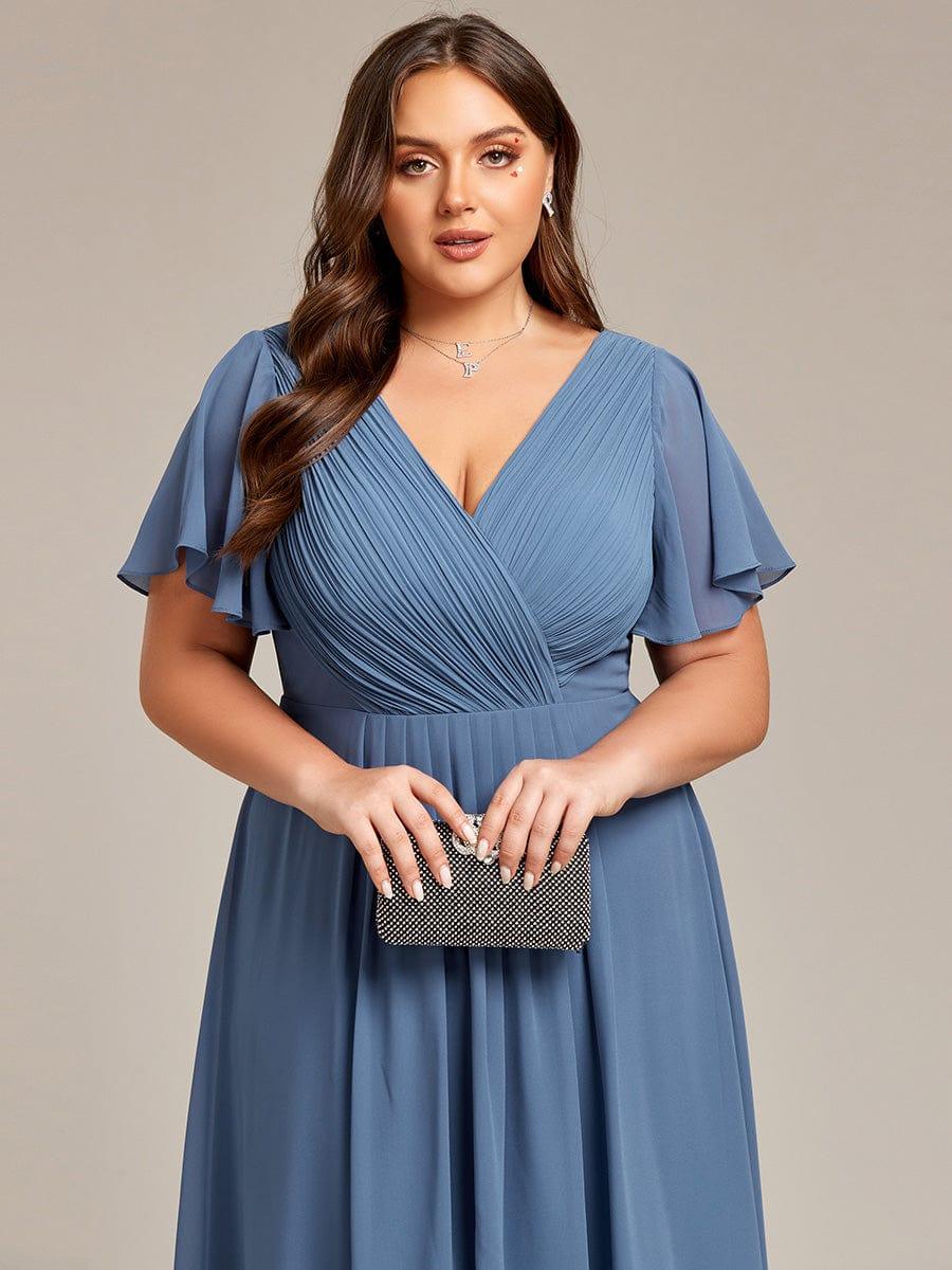 ever FAYE|Chic V Neck High-Low Wedding Guest Dress