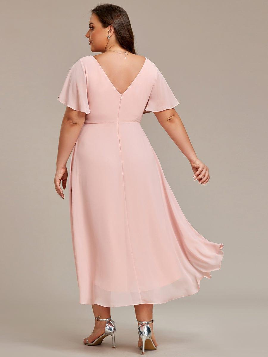 ever FAYE|Chic V Neck High-Low Wedding Guest Dress