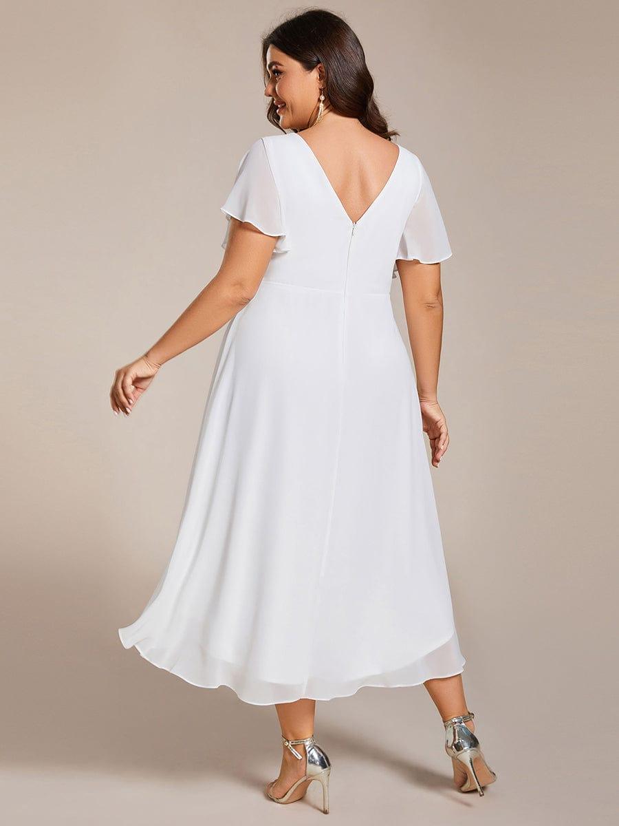 ever FAYE|Chic V Neck High-Low Wedding Guest Dress