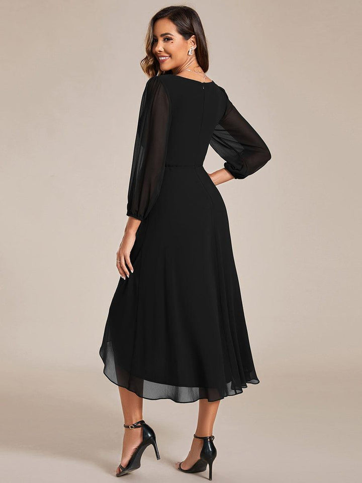 ever BRIAR|Elegant 3/4 Sleeve V-Neck High Low Chiffon Wedding Guest Dress