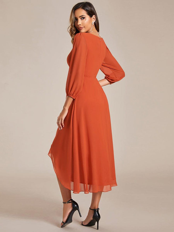 ever BRIAR|Elegant 3/4 Sleeve V-Neck High Low Chiffon Wedding Guest Dress