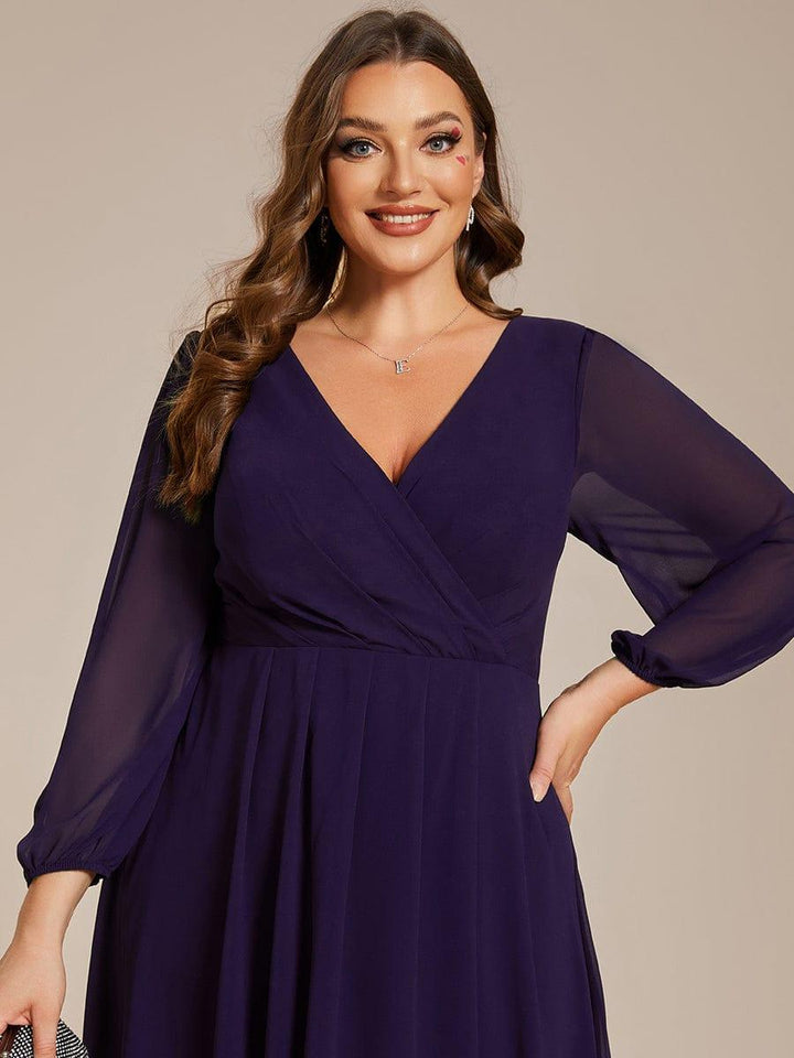 ever BRIAR|Elegant 3/4 Sleeve V-Neck High Low Chiffon Wedding Guest Dress