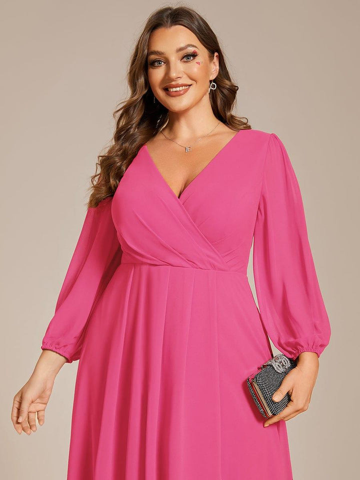 ever BRIAR|Elegant 3/4 Sleeve V-Neck High Low Chiffon Wedding Guest Dress