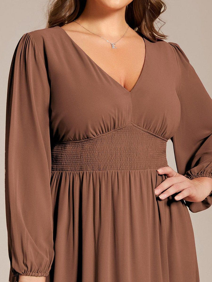 ever AMARA|Elegant V Neck Long Sleeves Midi Wedding Guest Dress(Final Sale)