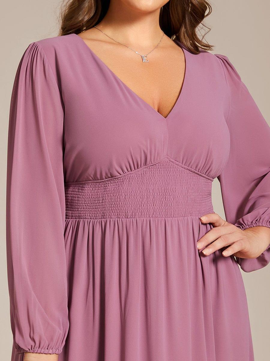 ever AMARA|Elegant V Neck Long Sleeves Midi Wedding Guest Dress(Final Sale)