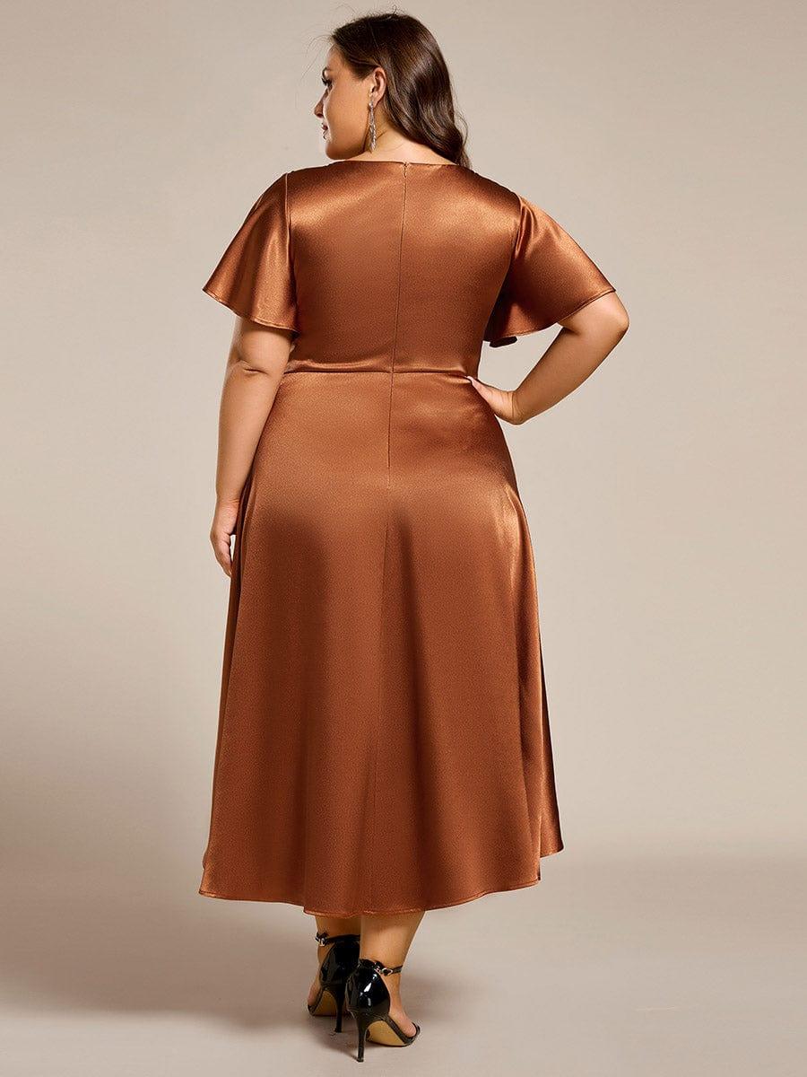 ever SCARLEN|High-Low Satin Wedding Guest Dress with Pockets