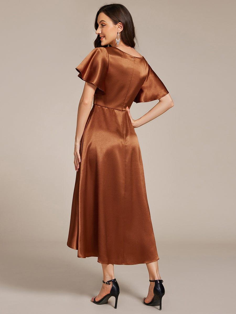 ever SCARLEN|High-Low Satin Wedding Guest Dress with Pockets