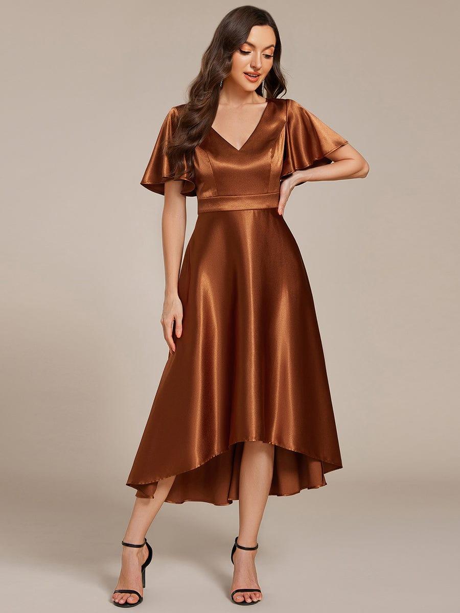 ever SCARLEN|High-Low Satin Wedding Guest Dress with Pockets
