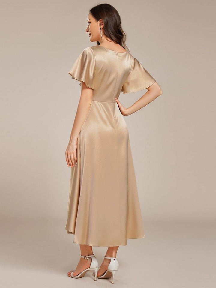 ever SCARLEN|High-Low Satin Wedding Guest Dress with Pockets