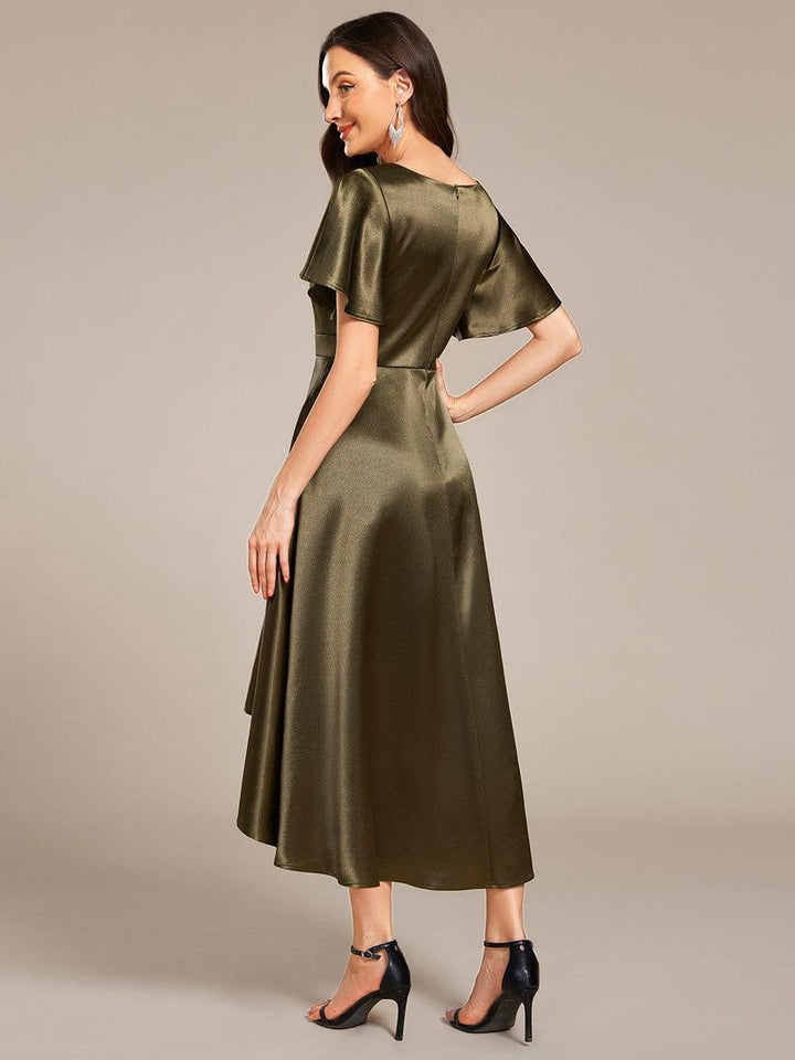 ever SCARLEN|High-Low Satin Wedding Guest Dress with Pockets