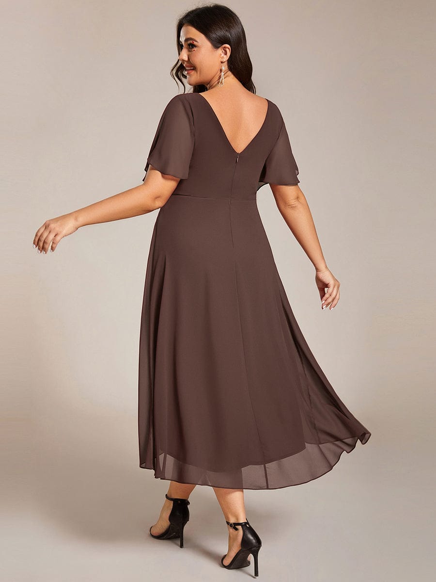 ever FAYE|Chic V Neck High-Low Wedding Guest Dress