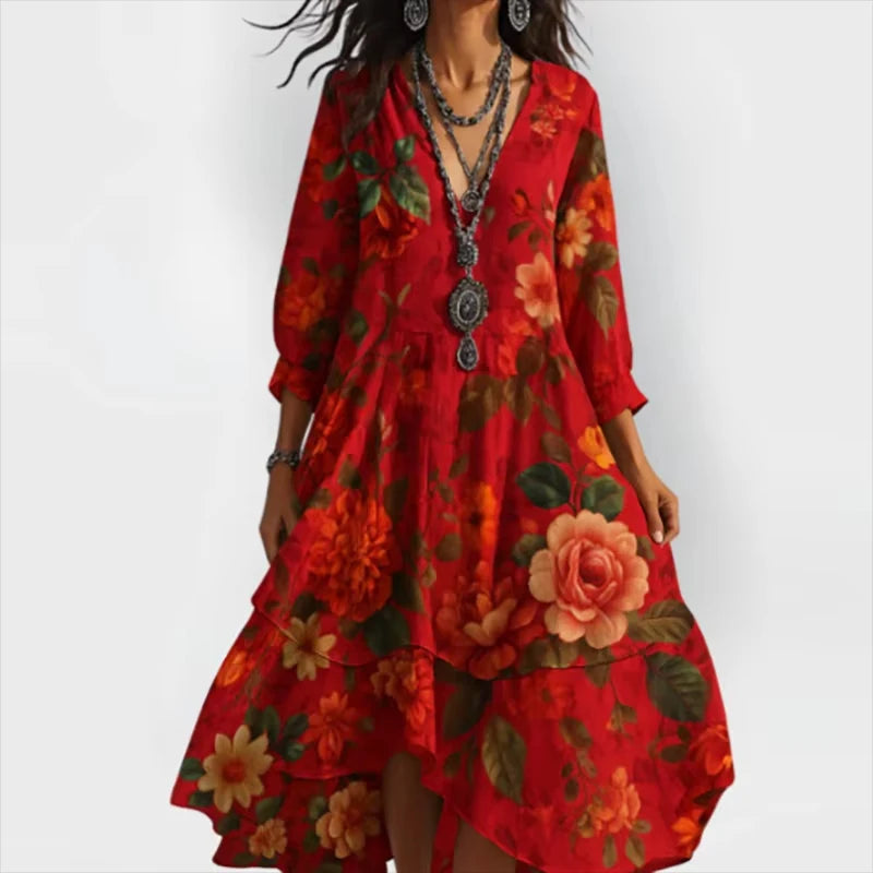 Shanae Elegant Floral Midi Dress | Alaric & Cyniora London