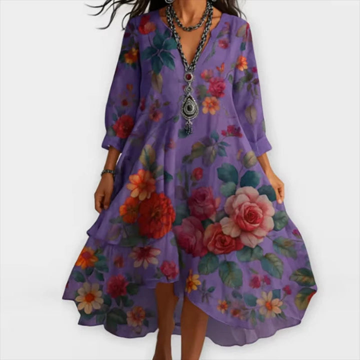 Shanae Elegant Floral Midi Dress | Alaric & Cyniora London
