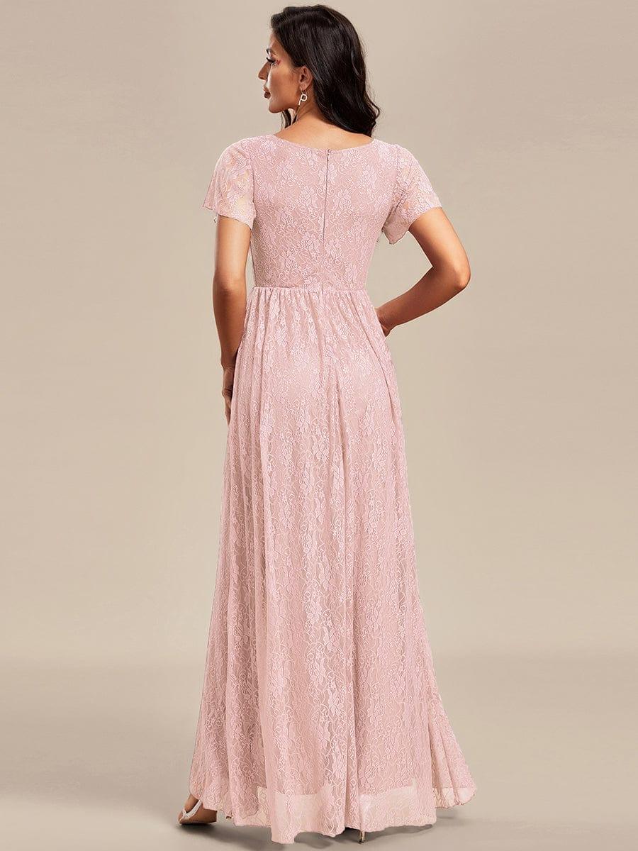 ever ELISE|V-Neck Short Sleeve Pleated Ruffled Lace Mother of the Bride Dress