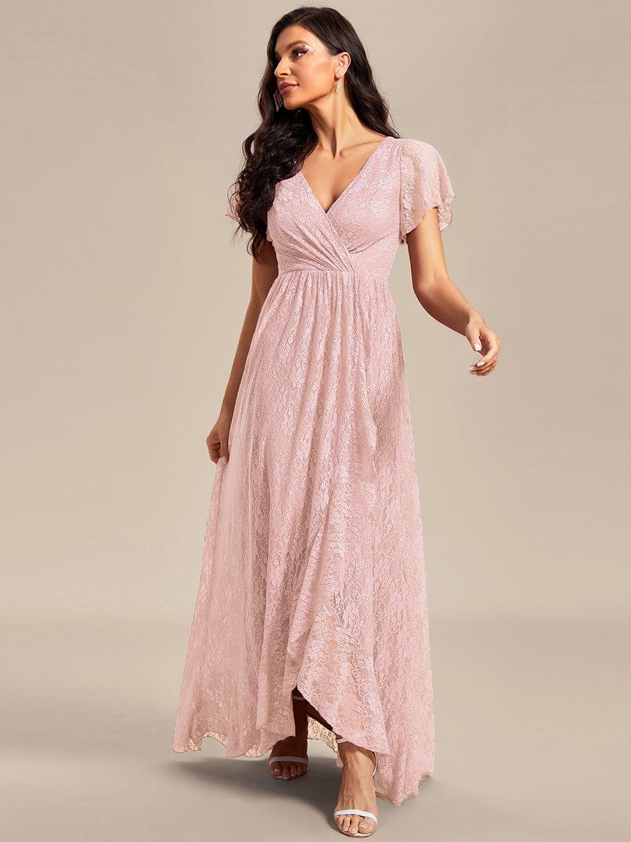 ever ELISE|V-Neck Short Sleeve Pleated Ruffled Lace Mother of the Bride Dress