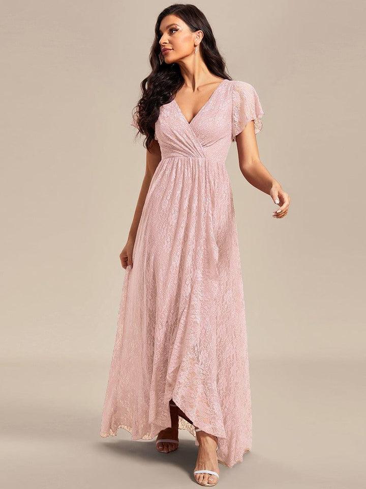 ever ELISE|V-Neck Short Sleeve Pleated Ruffled Lace Mother of the Bride Dress