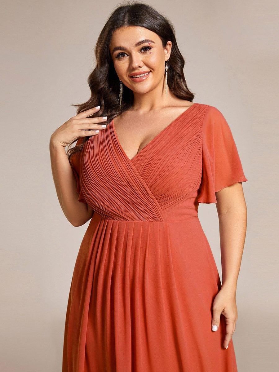 ever FAYE|Chic V Neck High-Low Wedding Guest Dress