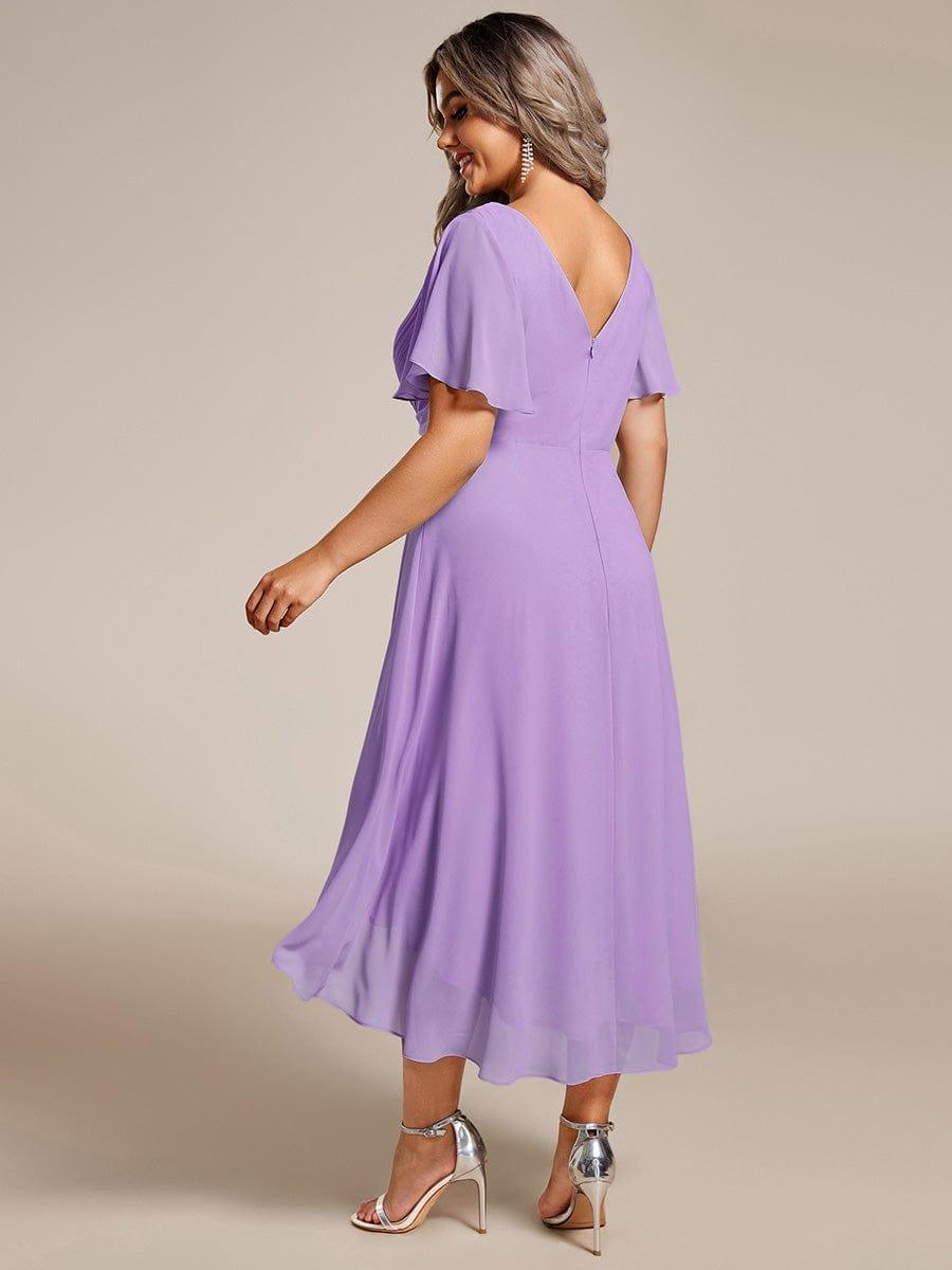 ever FAYE|Chic V Neck High-Low Wedding Guest Dress