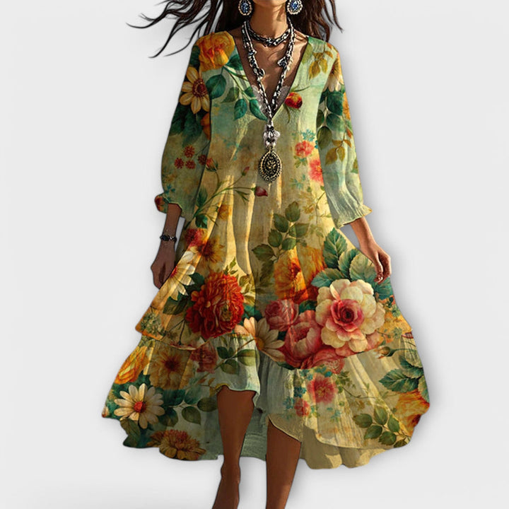 Shanae Elegant Floral Midi Dress | Alaric & Cyniora London